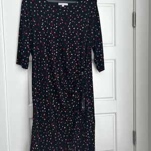 Robbie Bee Elegant Black Dress with Floral Patterns